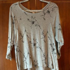 Black Floral Patterned Soft Half Sleeve Top